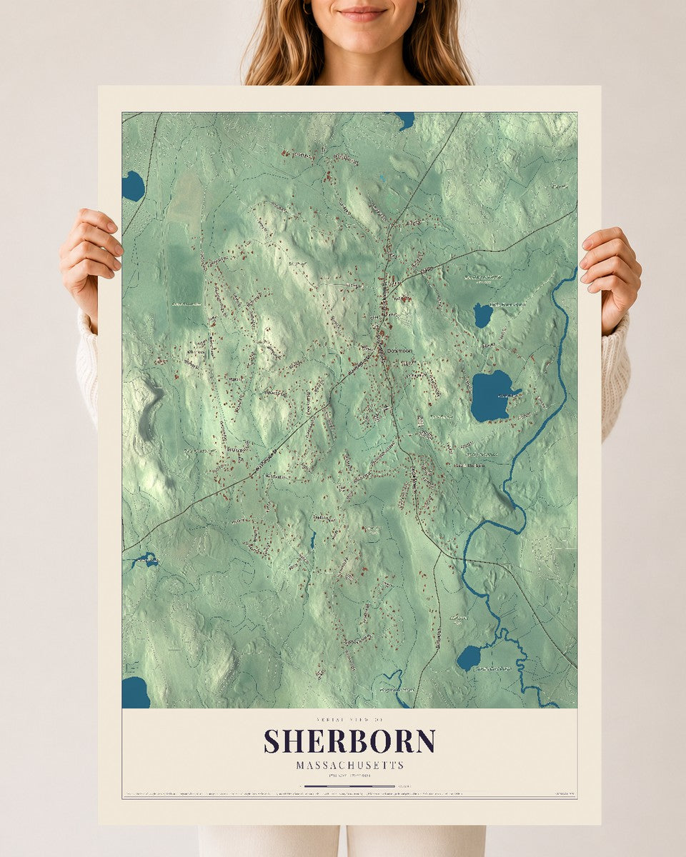 Sherborn, Massachusetts map print - 24 x 36 archival matte print