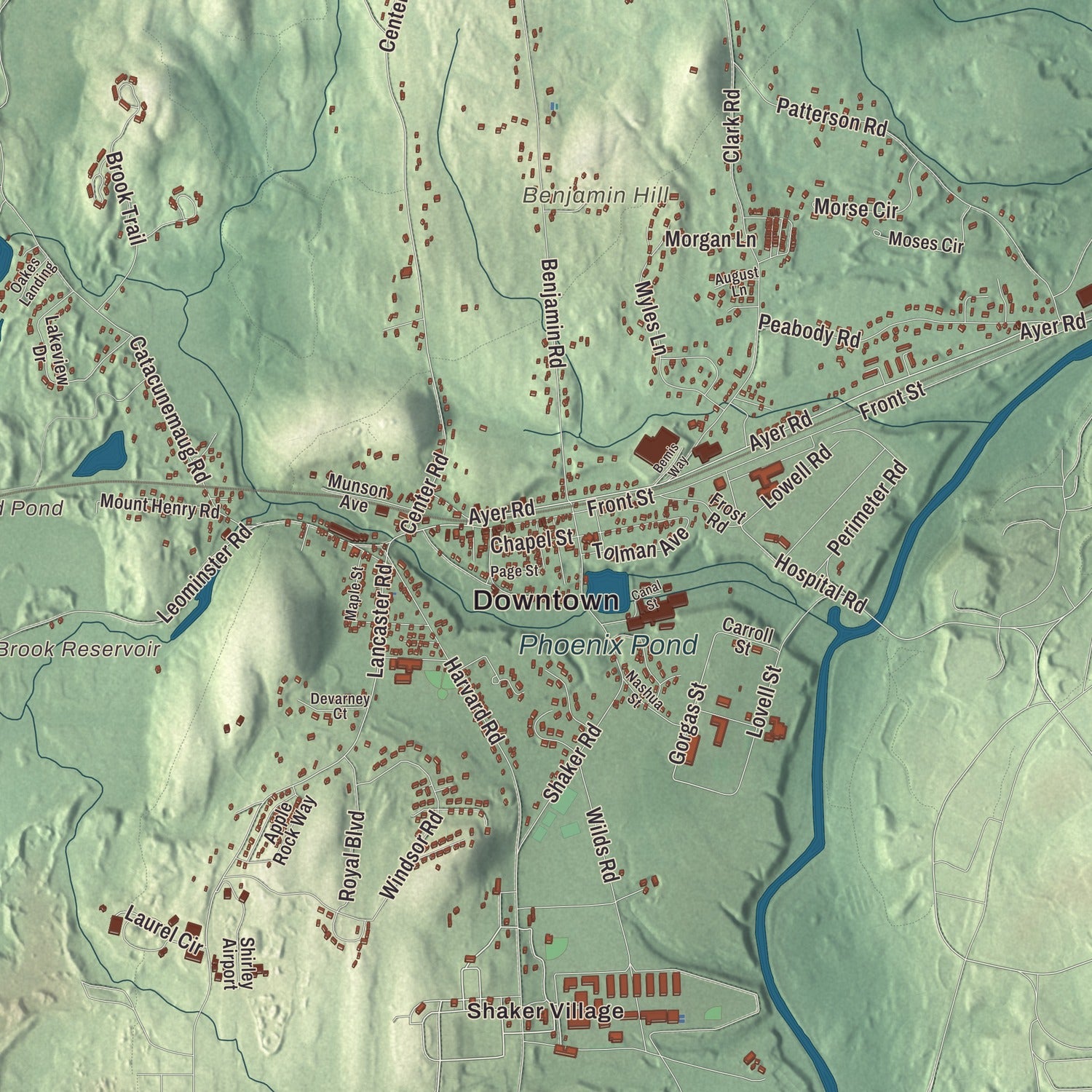 Street and neighborhood detail from the Shirley, Massachusetts map