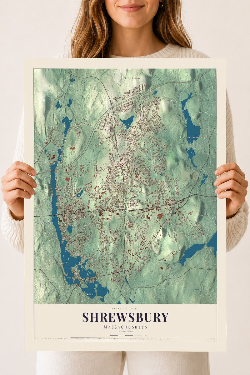 Shrewsbury, Massachusetts map print - 18 x 24 archival matte print