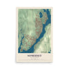 Map of Somerset, Massachusetts, 12 x 18 inch unframed archival matte print