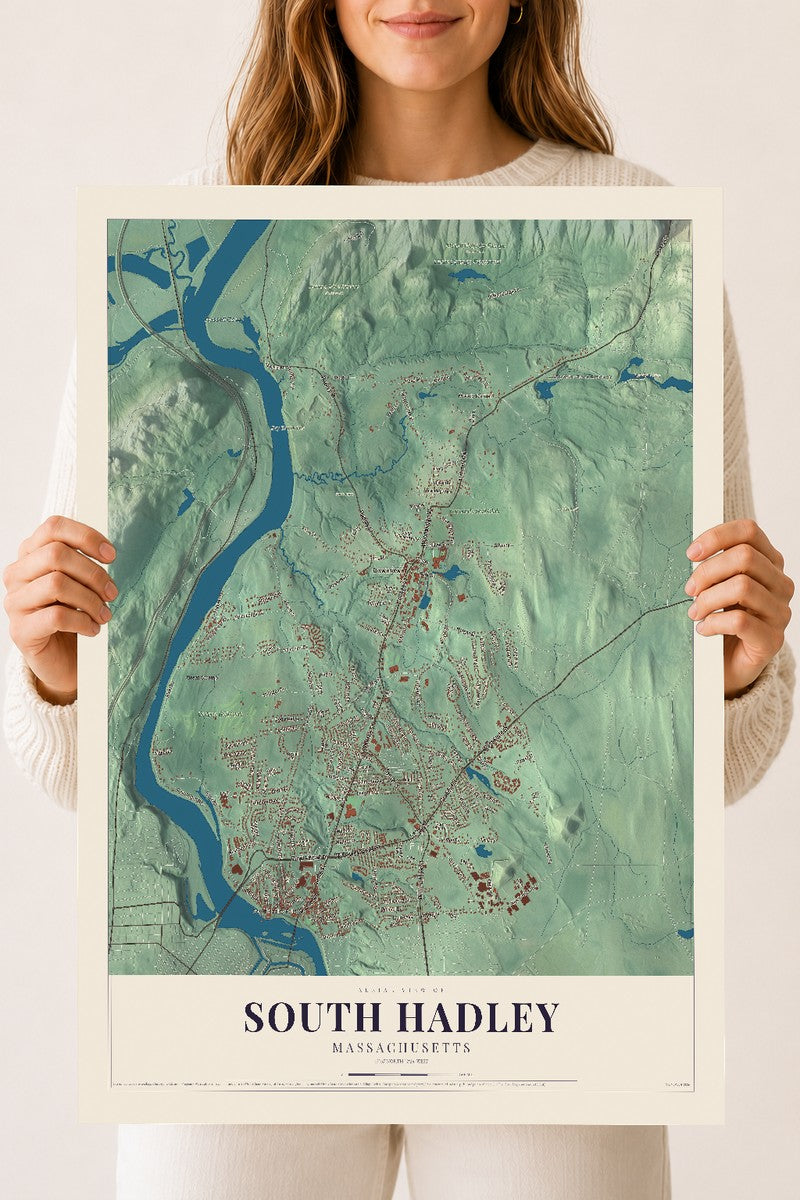 South Hadley, Massachusetts map print - 18 x 24 archival matte print