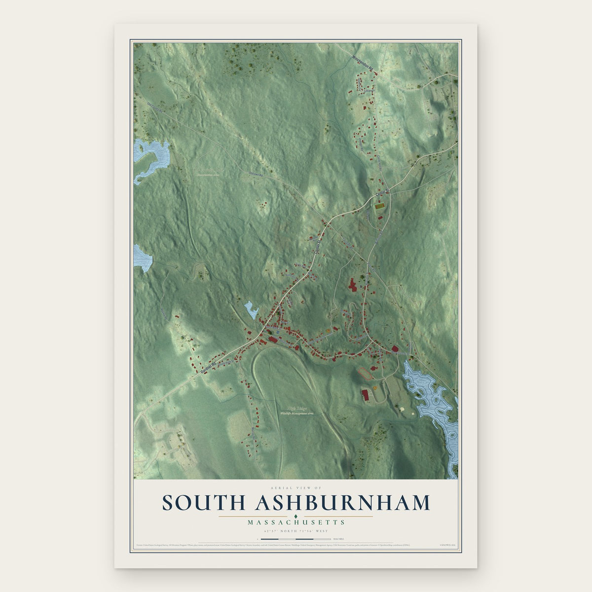 South Ashburnham, Massachusetts map print, the full design