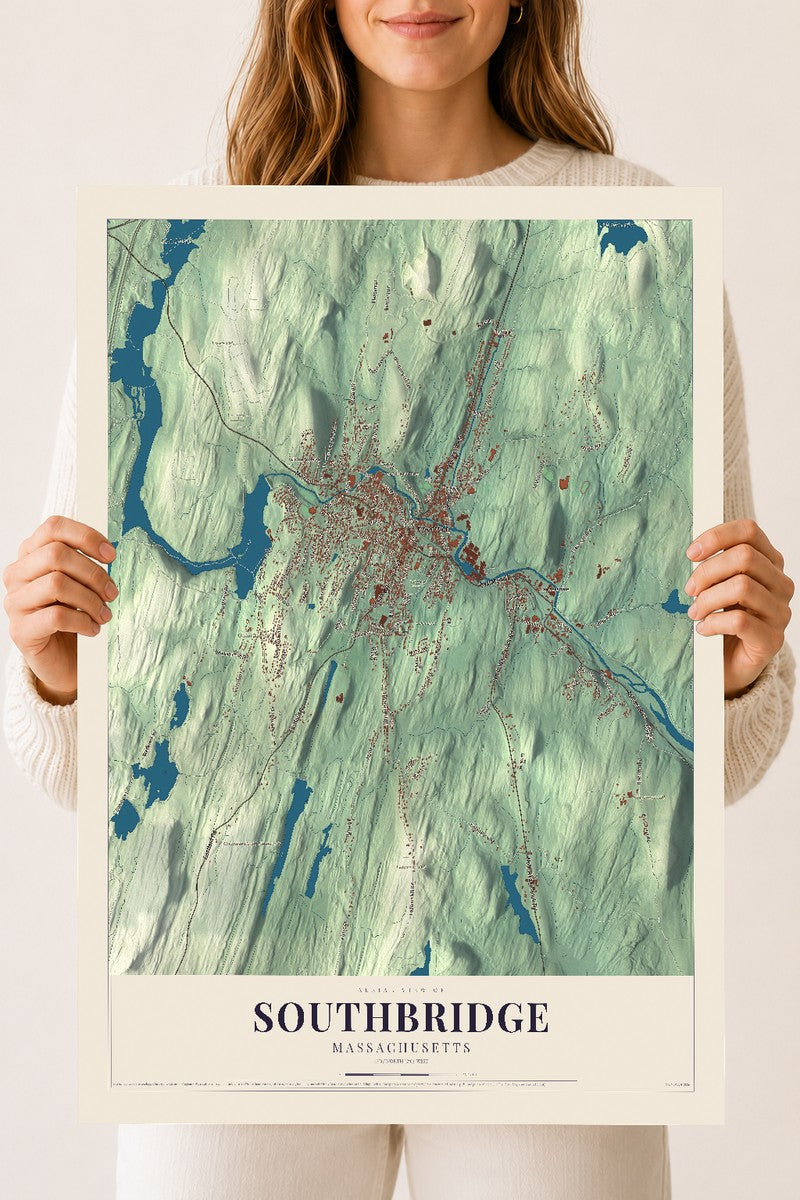 Southbridge, Massachusetts map print - 18 x 24 archival matte print
