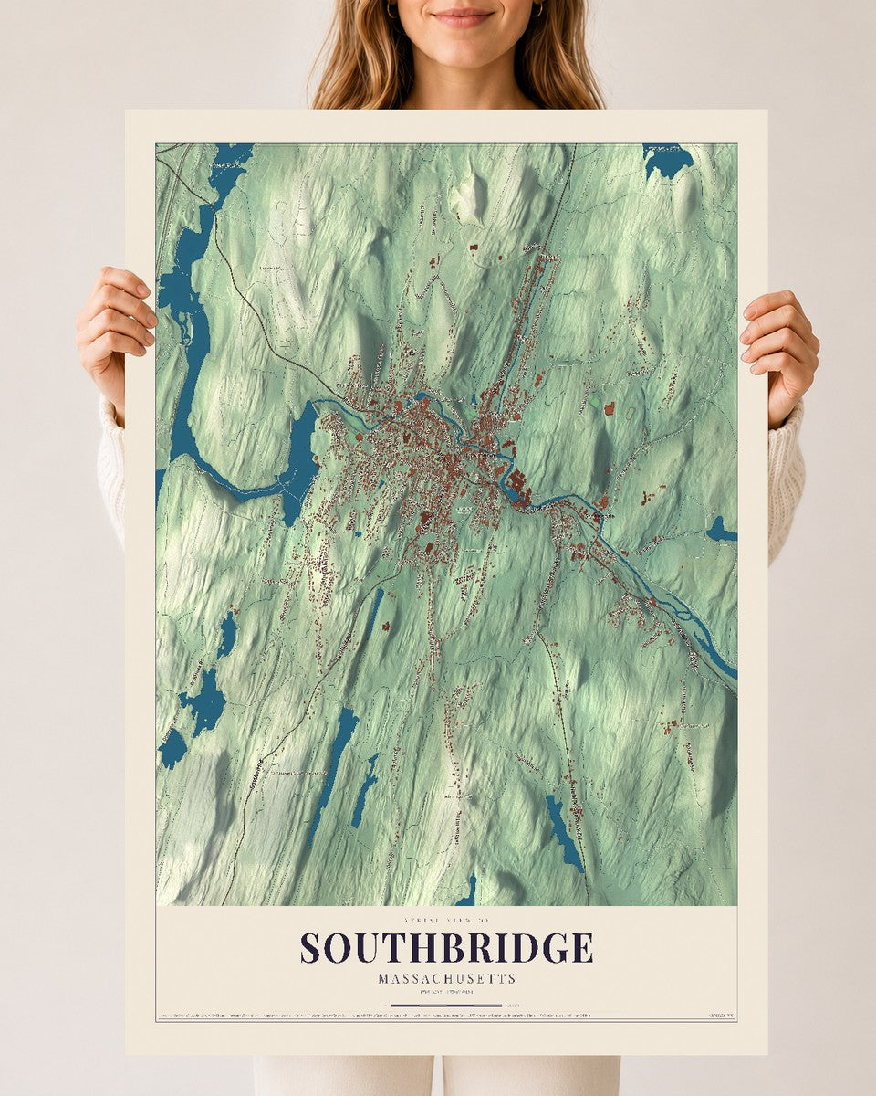 Southbridge, Massachusetts map print - 24 x 36 archival matte print