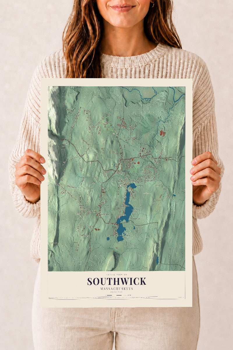 Southwick, Massachusetts map print - 12 x 18 archival matte print