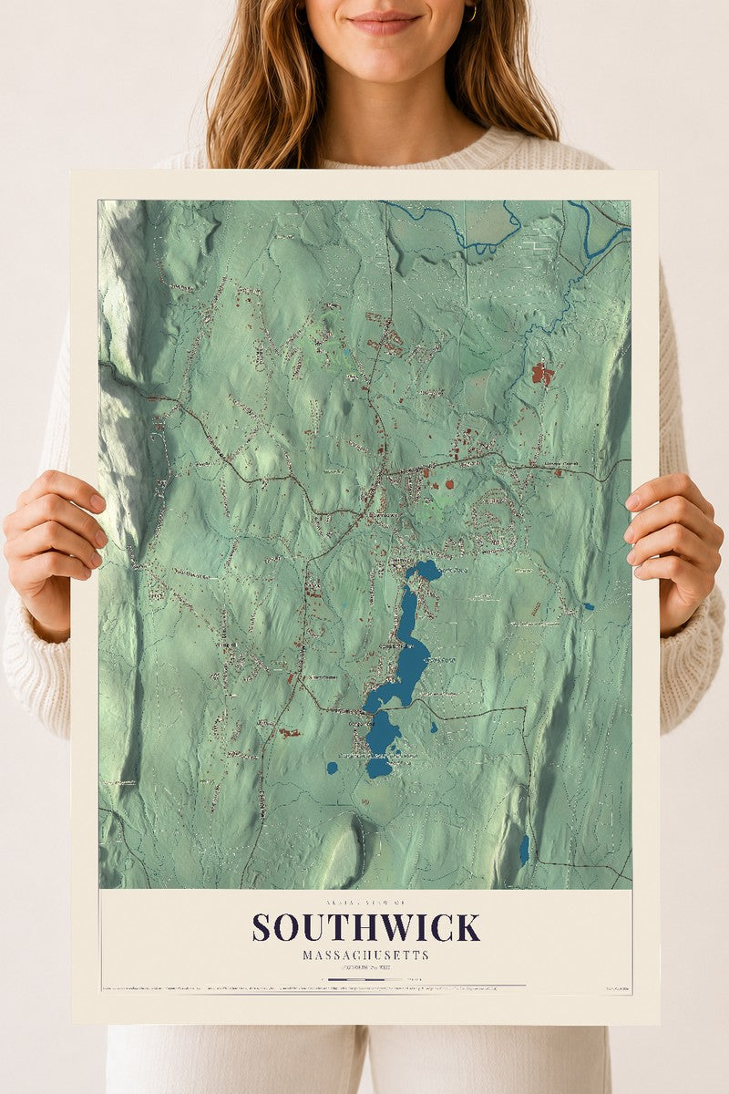 Southwick, Massachusetts map print - 18 x 24 archival matte print