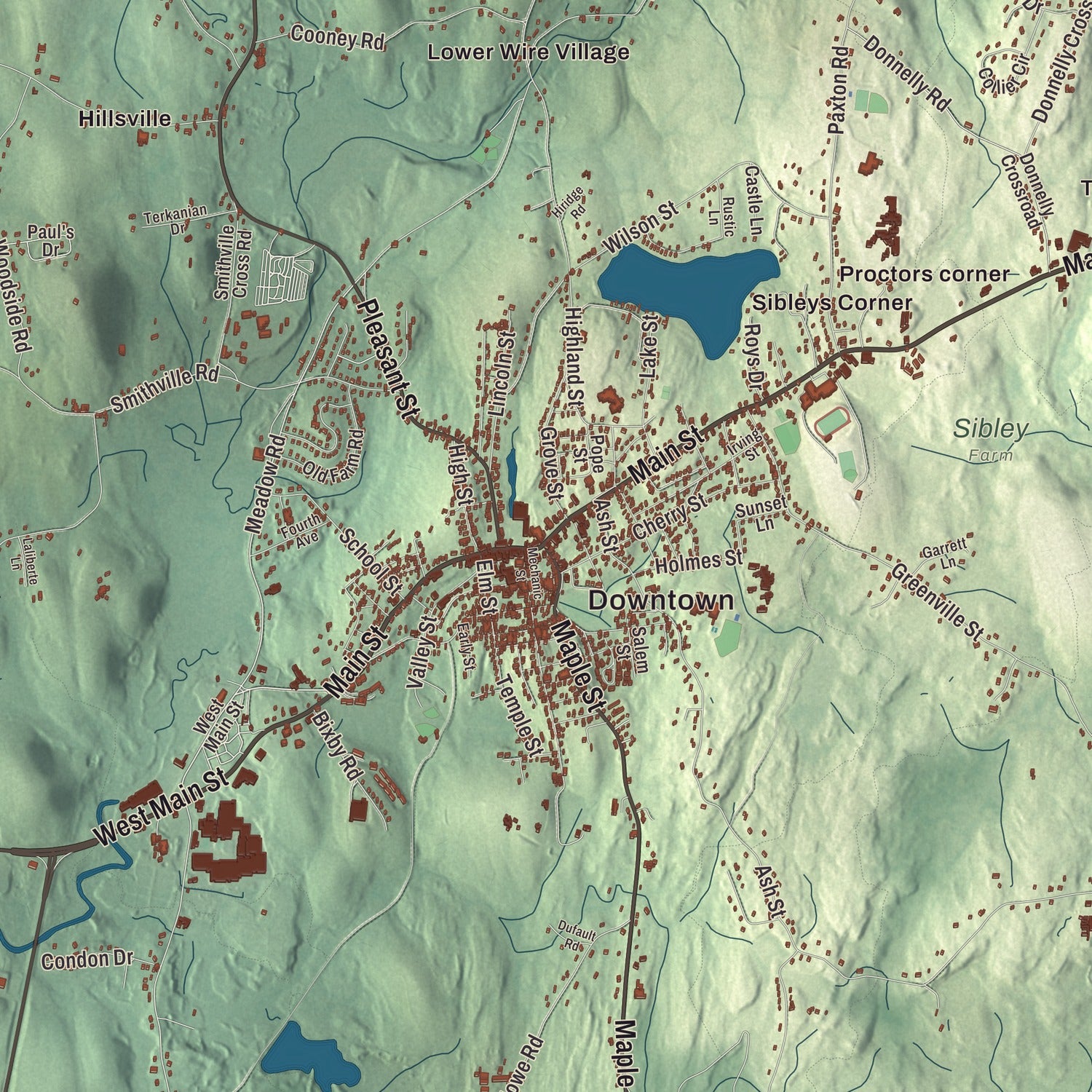 Street and neighborhood detail from the Spencer, Massachusetts map