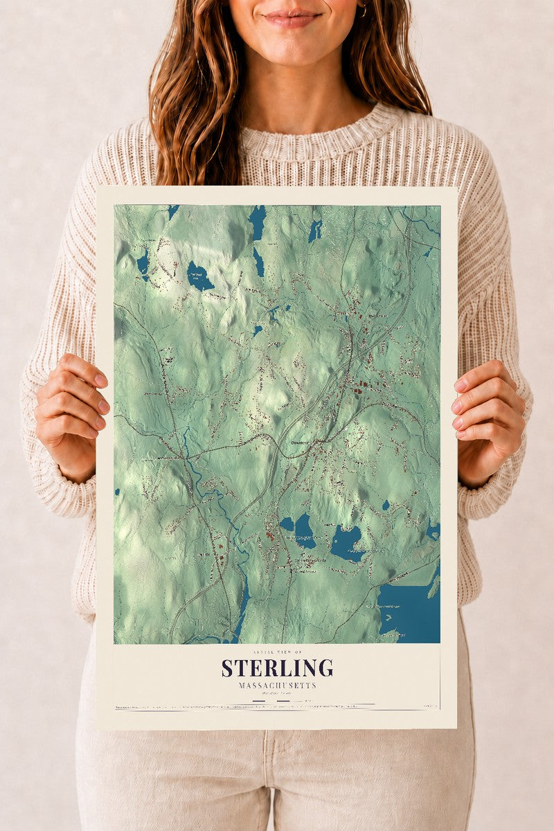 Sterling, Massachusetts map print - 12 x 18 archival matte print