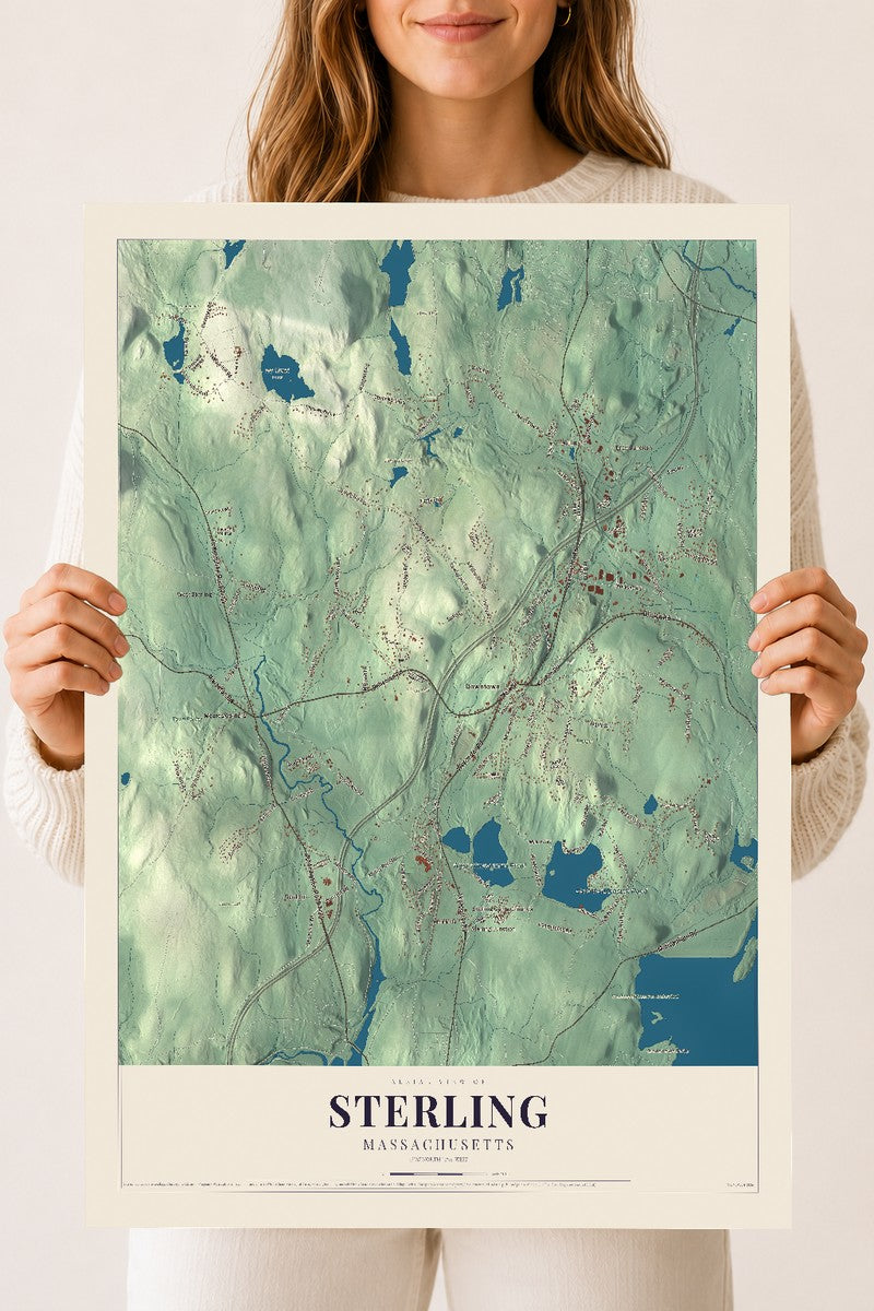 Sterling, Massachusetts map print - 18 x 24 archival matte print