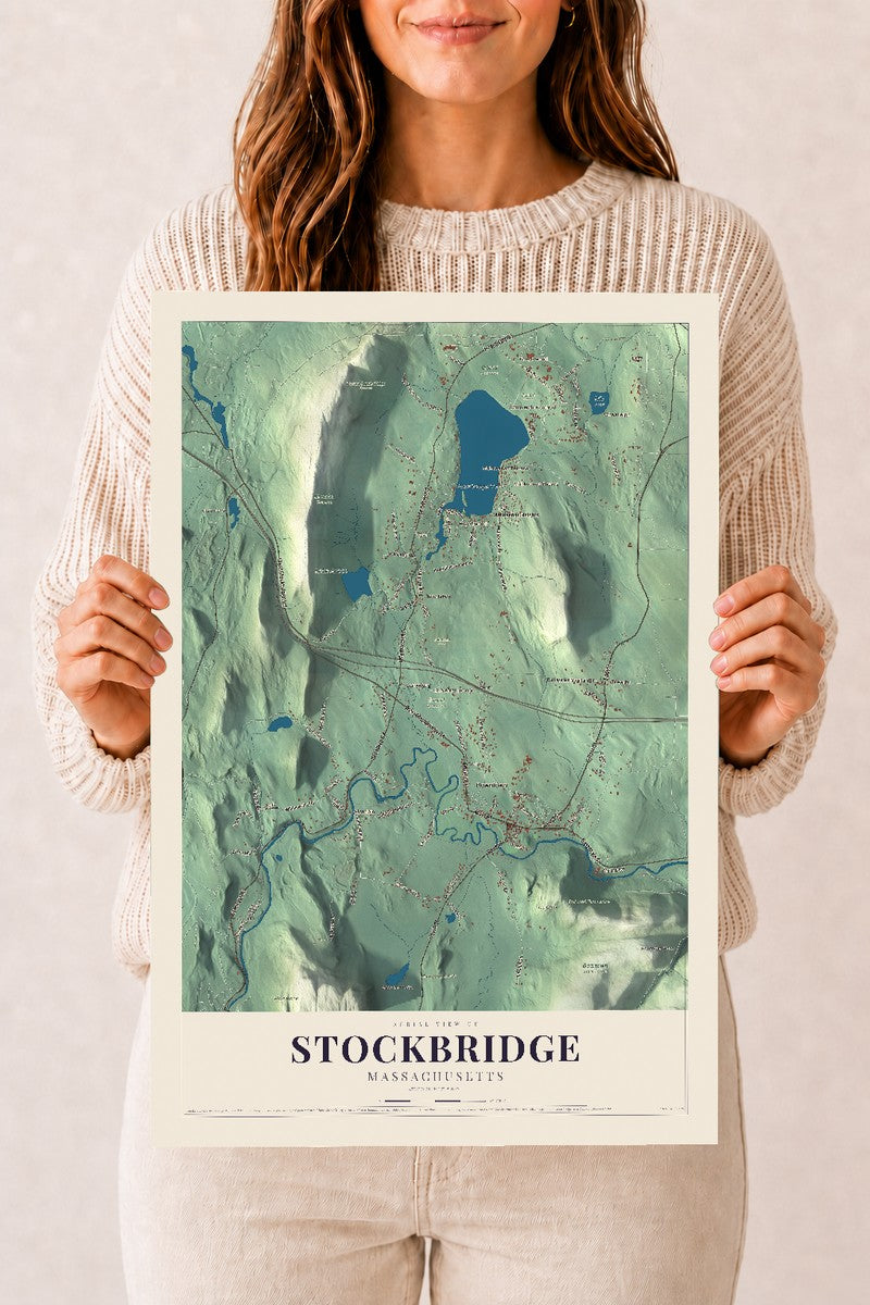 Stockbridge, Massachusetts map print - 12 x 18 archival matte print