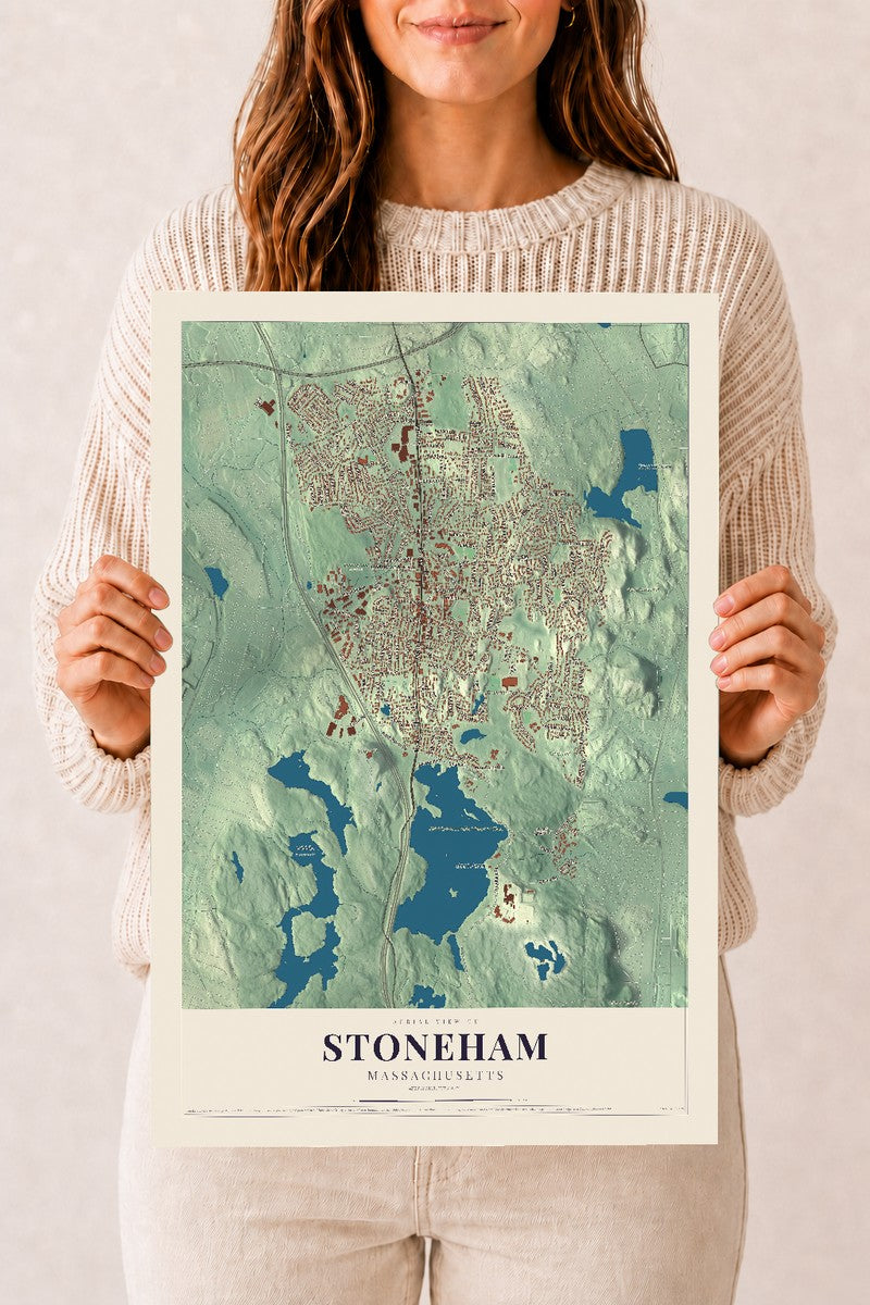 Stoneham, Massachusetts map print - 12 x 18 archival matte print