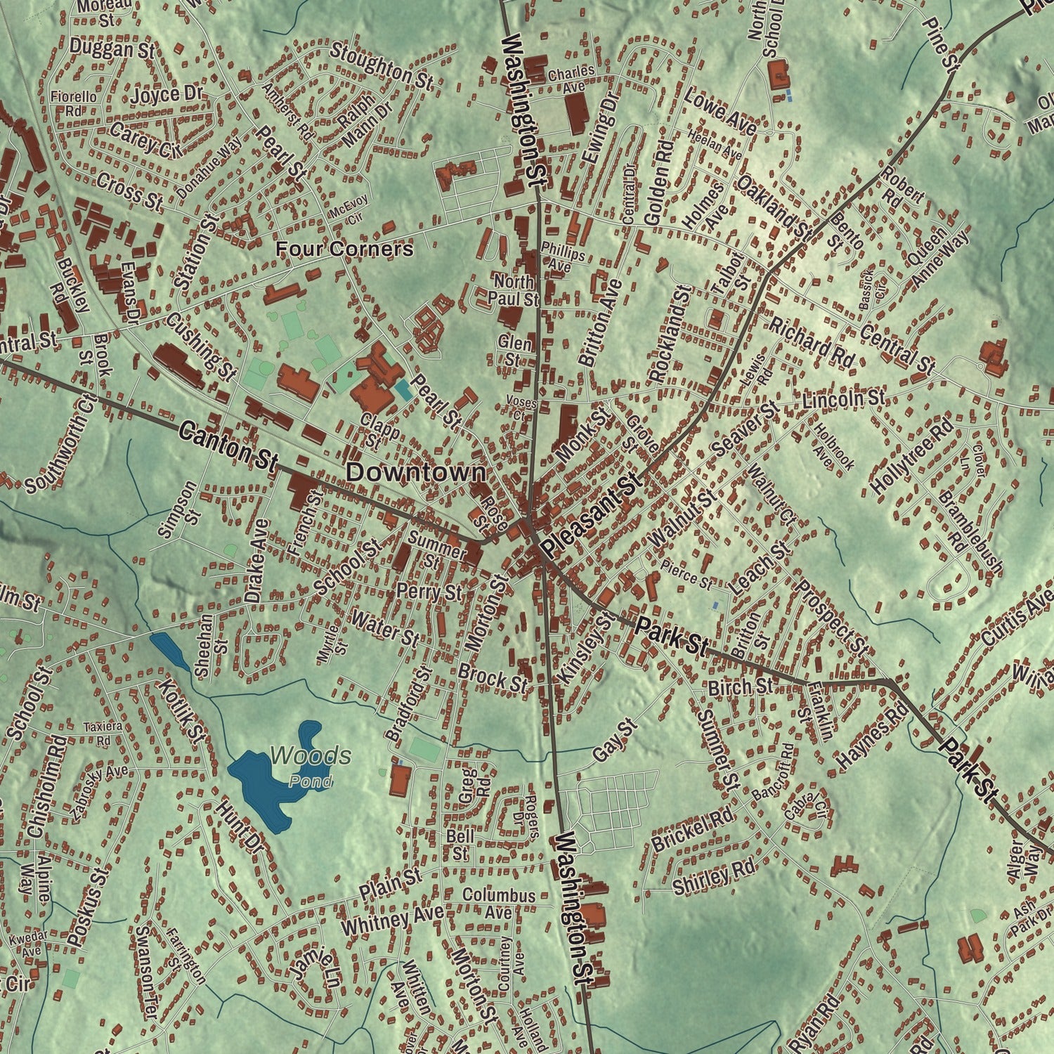 Street and neighborhood detail from the Stoughton, Massachusetts map
