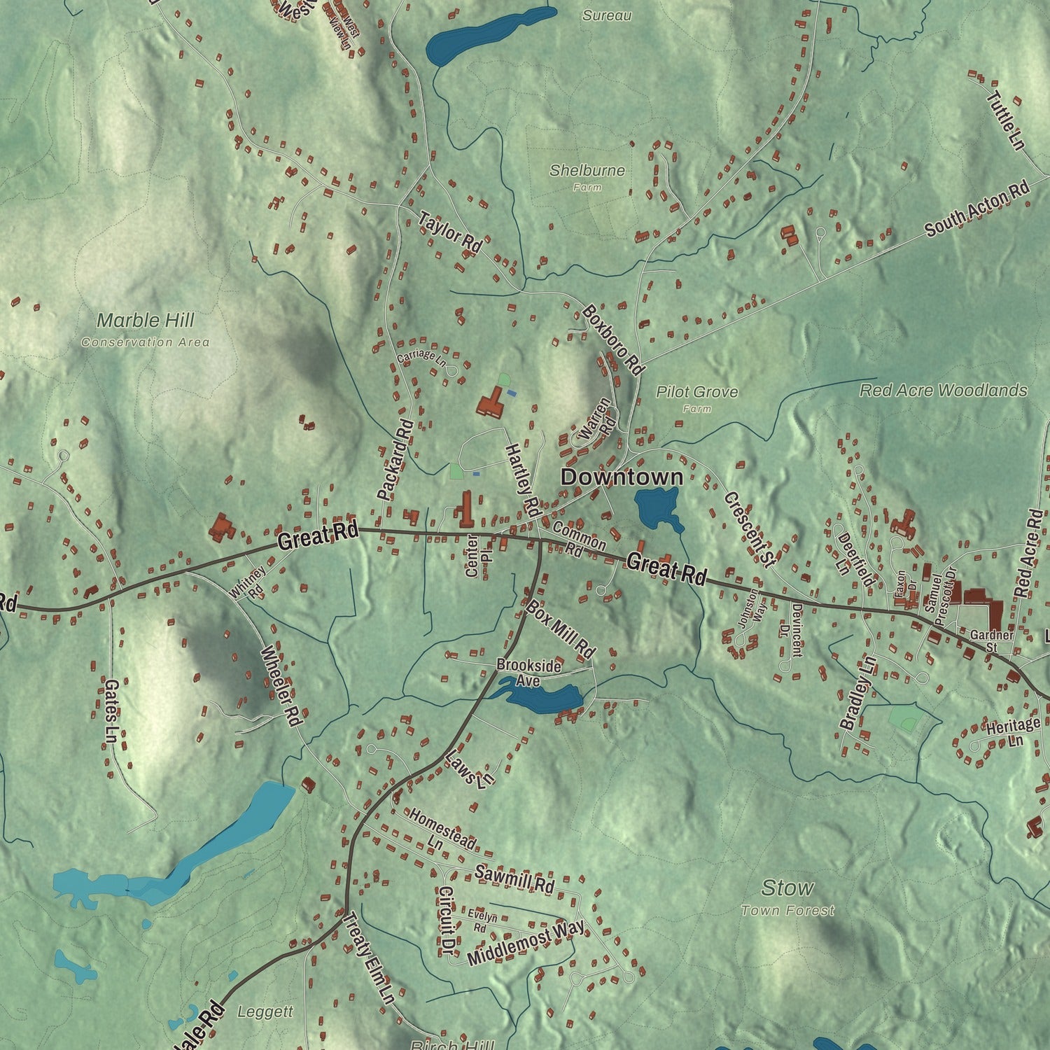 Street and neighborhood detail from the Stow, Massachusetts map
