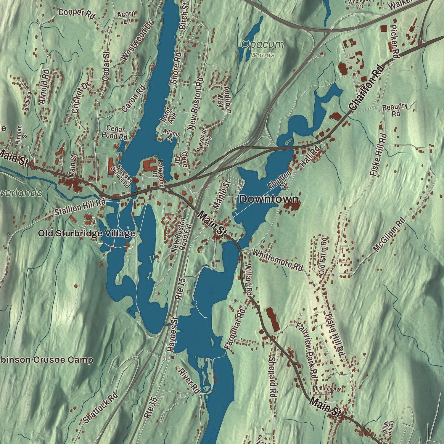 Street and neighborhood detail from the Sturbridge, Massachusetts map