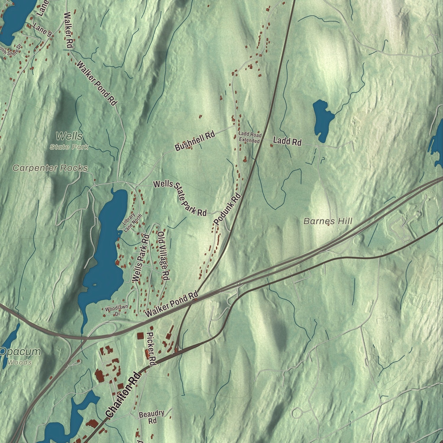 Terrain and local geography detail from the Sturbridge, Massachusetts map