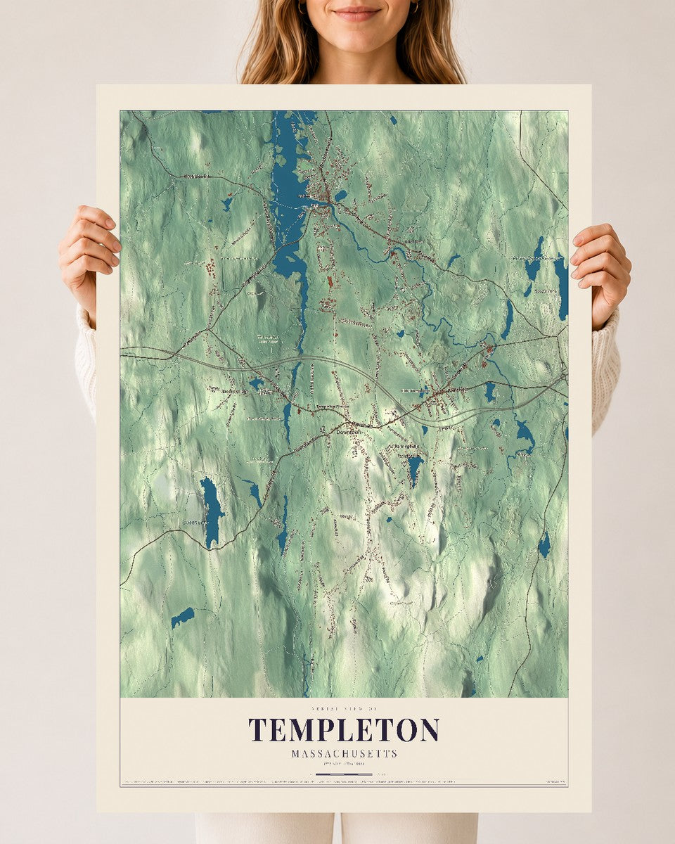 Templeton, Massachusetts map print - 24 x 36 archival matte print