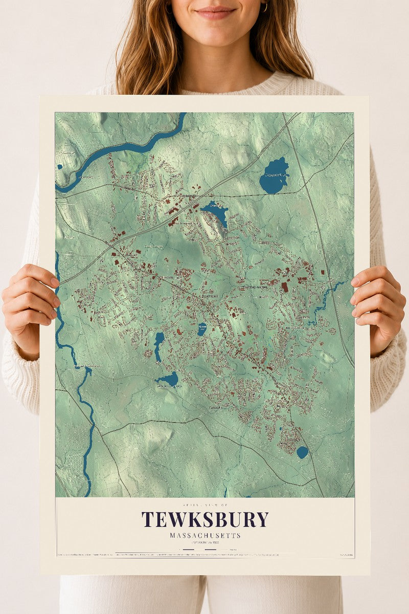 Tewksbury, Massachusetts map print - 18 x 24 archival matte print