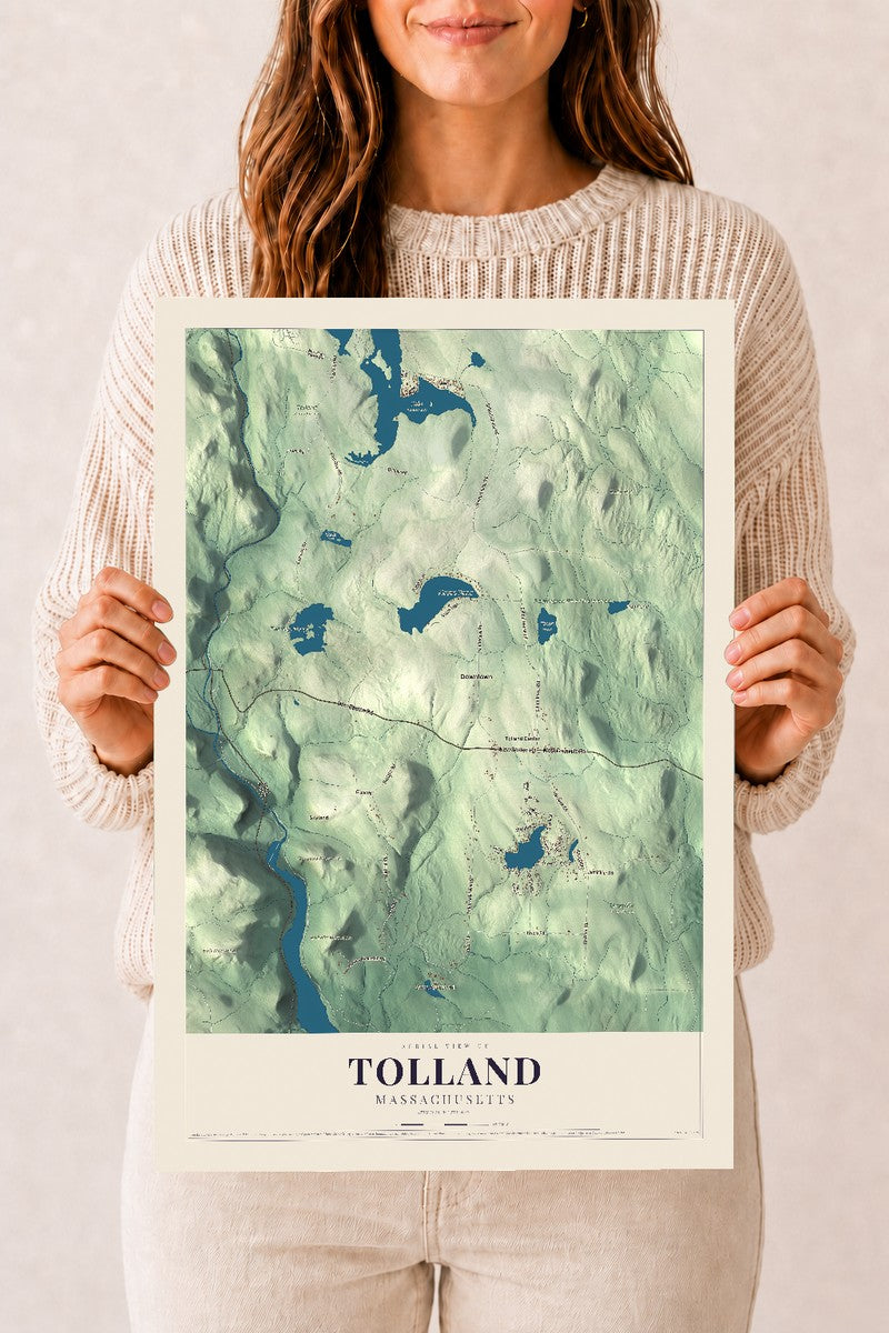 Tolland, Massachusetts map print - 12 x 18 archival matte print