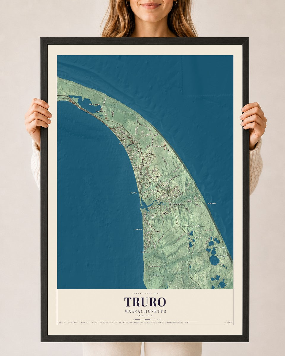 Truro, Massachusetts map print - 24 x 36 black Ayous wood frame