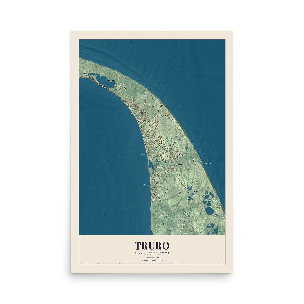 Map of Truro, Massachusetts, 12 x 18 inch unframed archival matte print