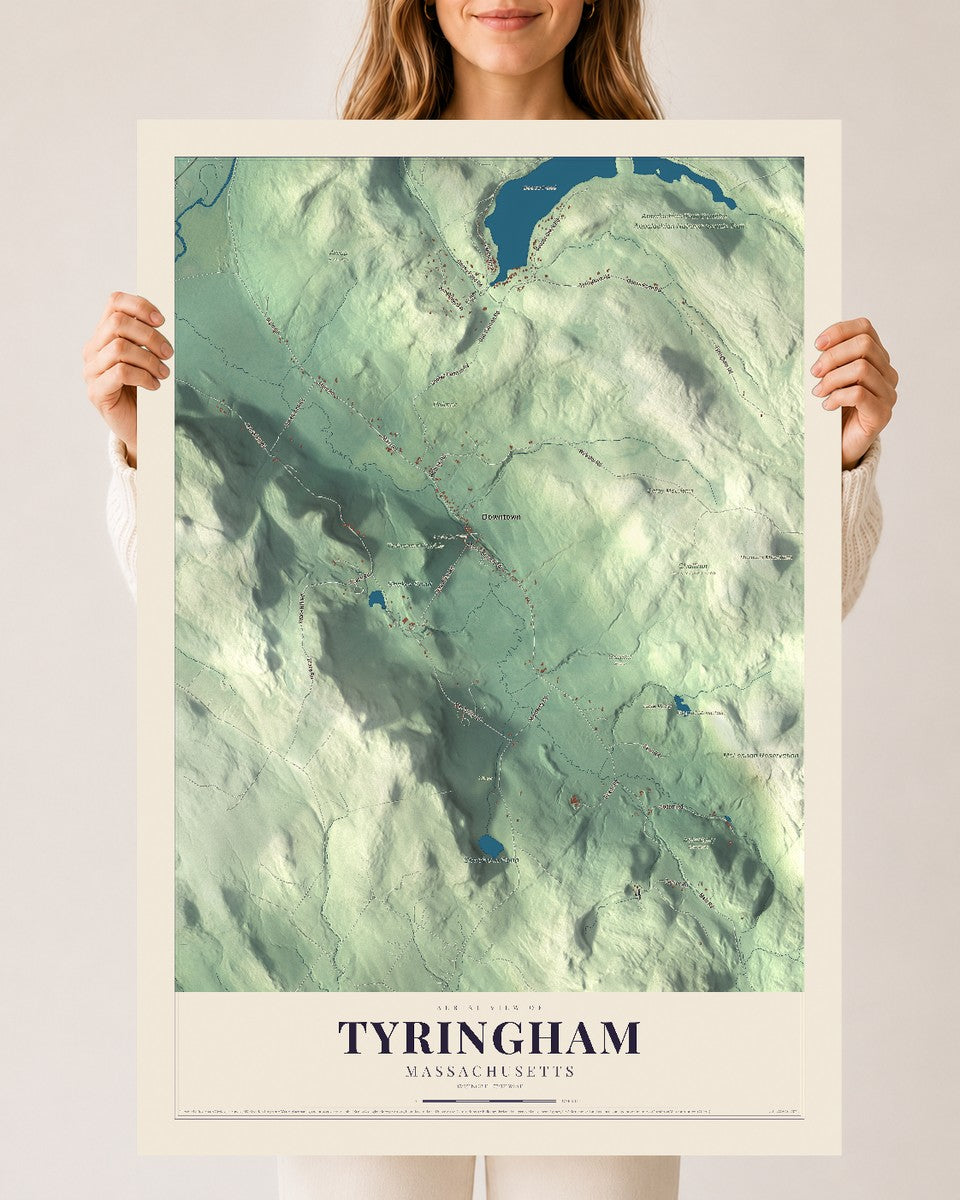 Tyringham, Massachusetts map print - 24 x 36 archival matte print