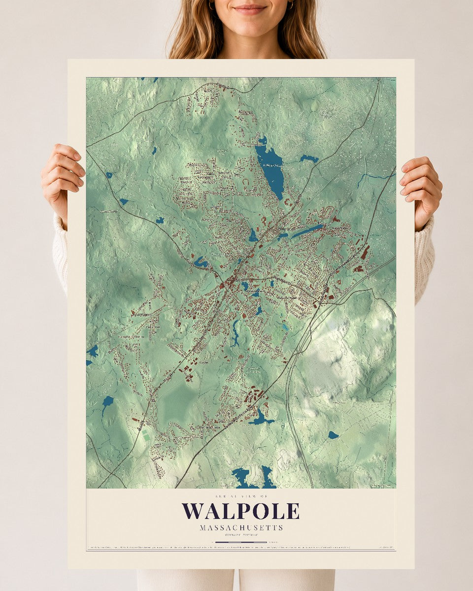 Walpole, Massachusetts map print - 24 x 36 archival matte print