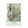 Map of Waltham, Massachusetts, 12 x 18 inch unframed archival matte print