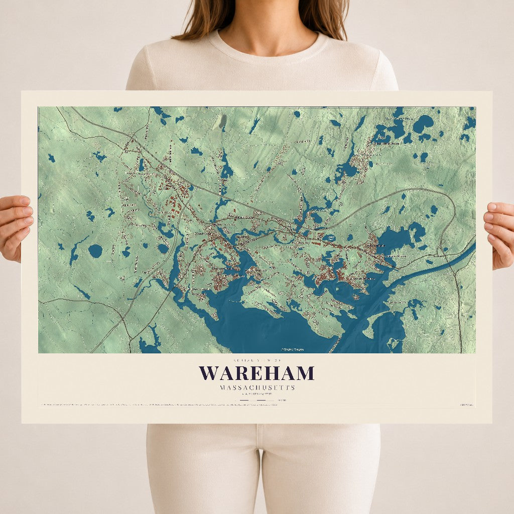 Wareham, Massachusetts map print - 18 x 24 archival matte print