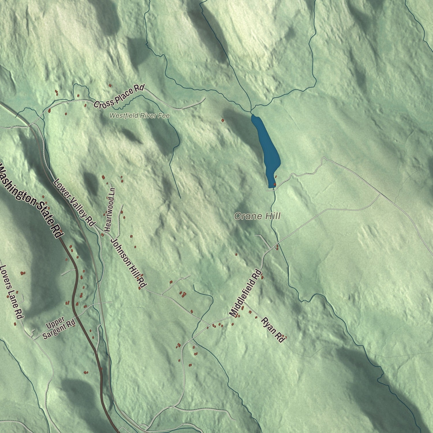 Terrain and local geography detail from the Washington, Massachusetts map