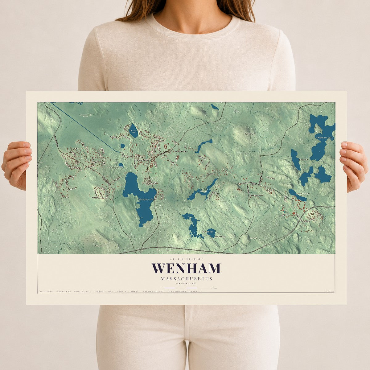 Wenham, Massachusetts map print - 12 x 18 archival matte print