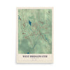 Map of West Bridgewater, Massachusetts, 12 x 18 inch unframed archival matte print