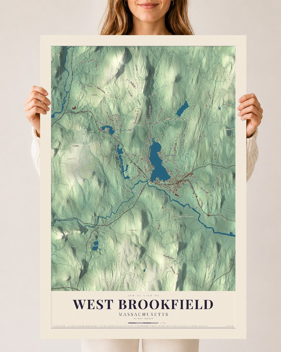 West Brookfield, Massachusetts map print - 24 x 36 archival matte print