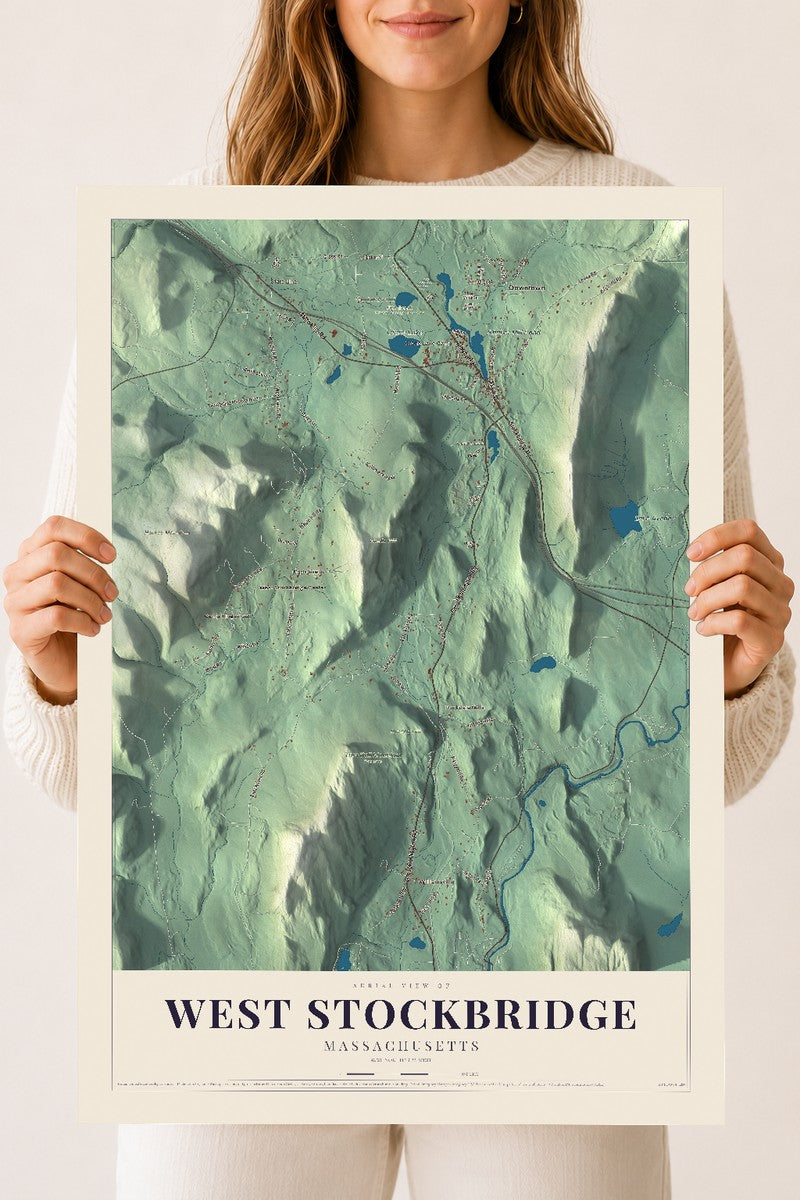 West Stockbridge, Massachusetts map print - 18 x 24 archival matte print