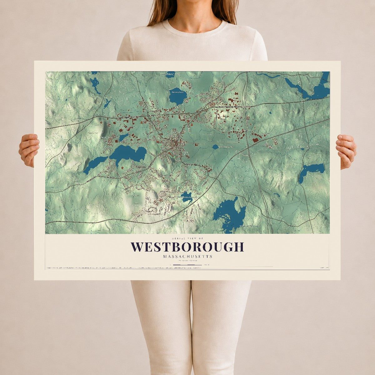 Westborough, Massachusetts map print - 24 x 36 archival matte print