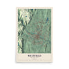 Map of Westfield, Massachusetts, 12 x 18 inch unframed archival matte print