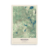 Map of Weston, Massachusetts, 12 x 18 inch unframed archival matte print