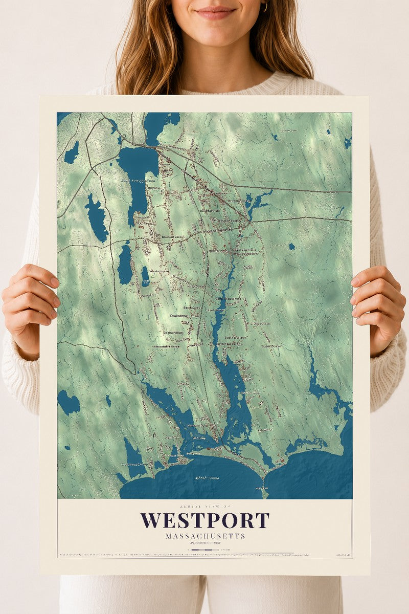 Westport, Massachusetts map print - 18 x 24 archival matte print