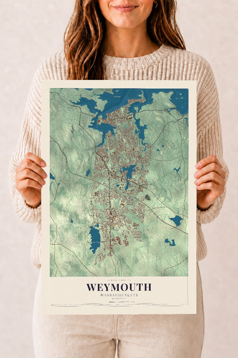 Weymouth, Massachusetts map print - 12 x 18 archival matte print