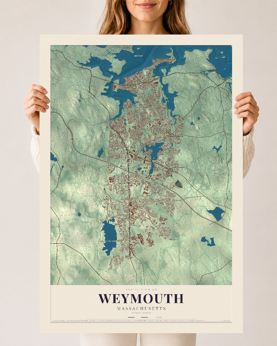 Weymouth, Massachusetts map print - 24 x 36 archival matte print