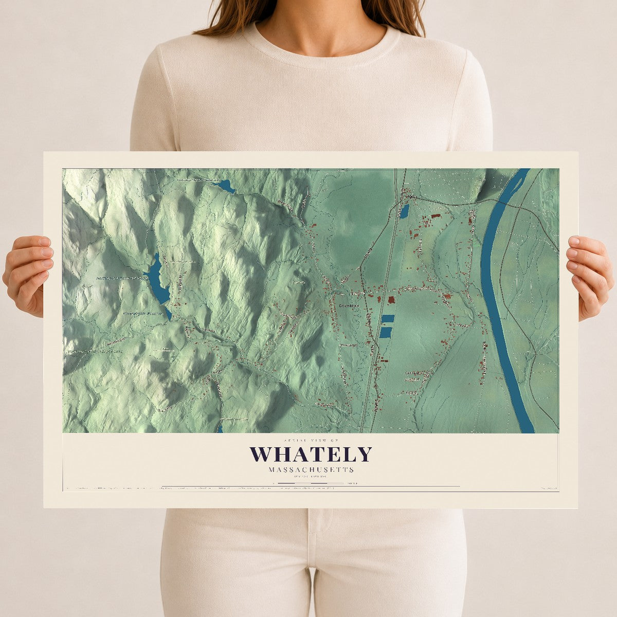 Whately, Massachusetts map print - 12 x 18 archival matte print