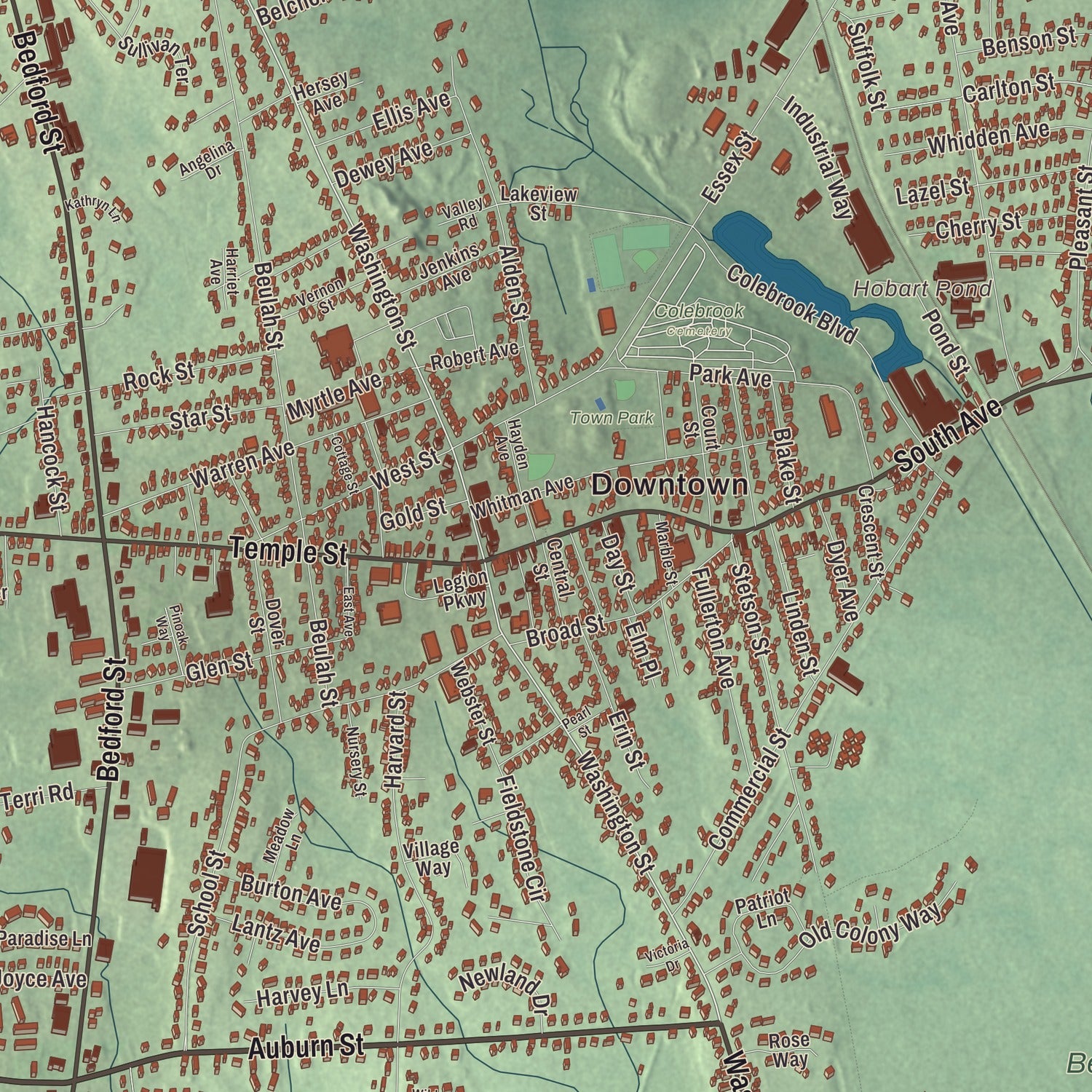 Street and neighborhood detail from the Whitman, Massachusetts map