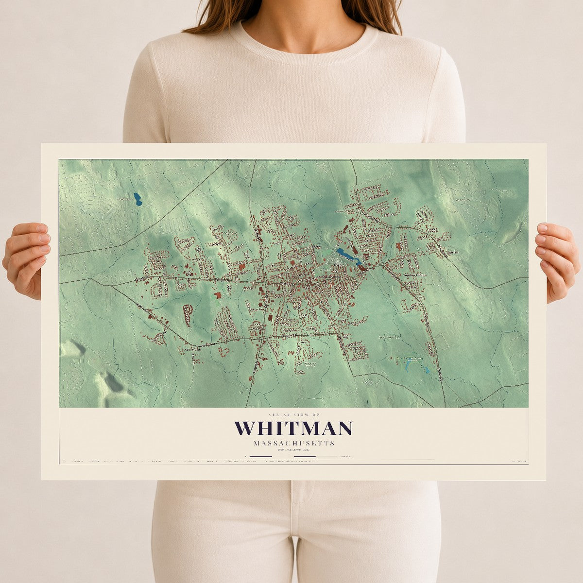 Whitman, Massachusetts map print - 12 x 18 archival matte print