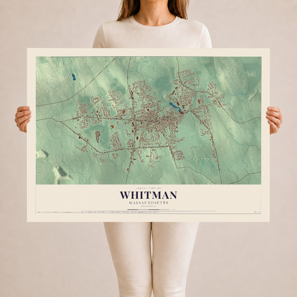 Whitman, Massachusetts map print - 24 x 36 archival matte print