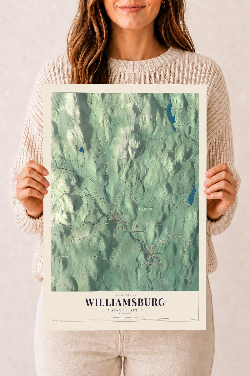 Williamsburg, Massachusetts map print - 12 x 18 archival matte print