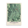Map of Williamstown, Massachusetts, 12 x 18 inch unframed archival matte print
