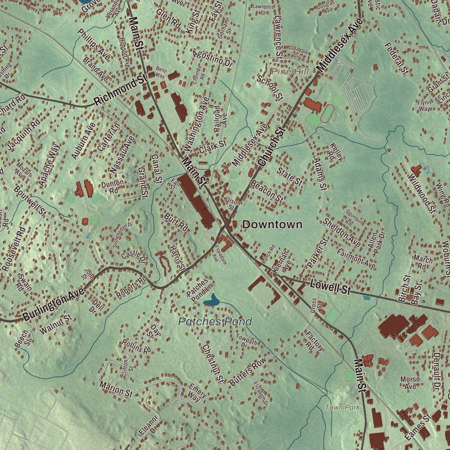 Street and neighborhood detail from the Wilmington, Massachusetts map