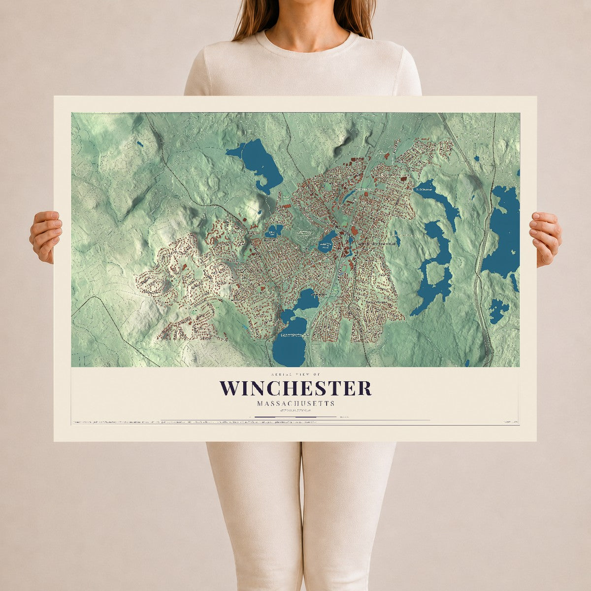 Winchester, Massachusetts map print - 24 x 36 archival matte print