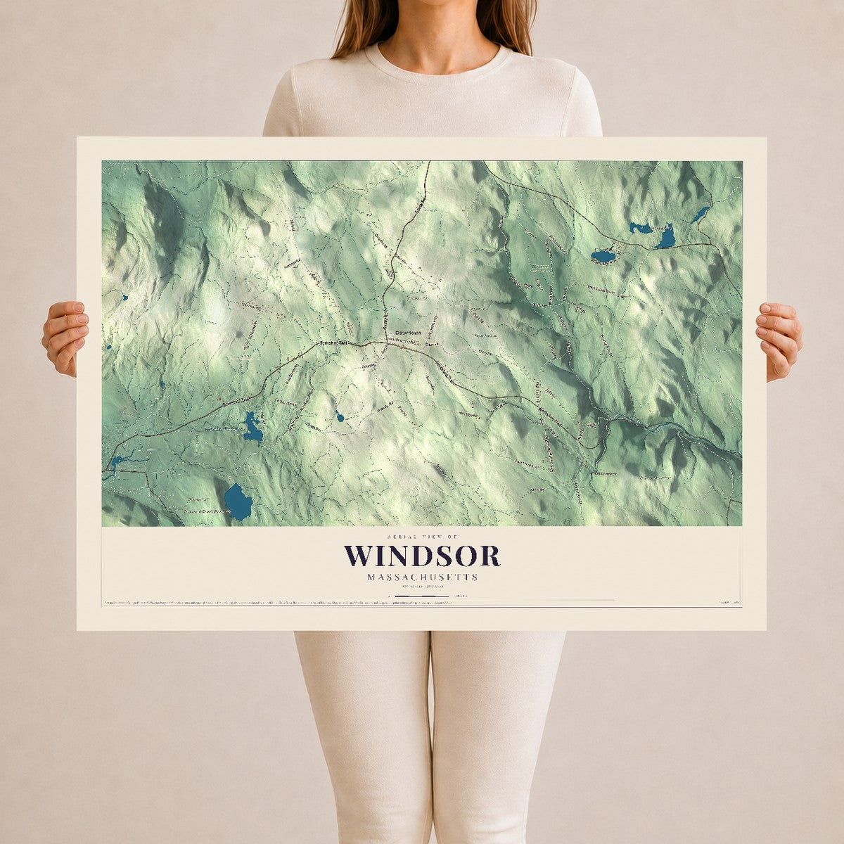 Windsor, Massachusetts map print - 24 x 36 archival matte print