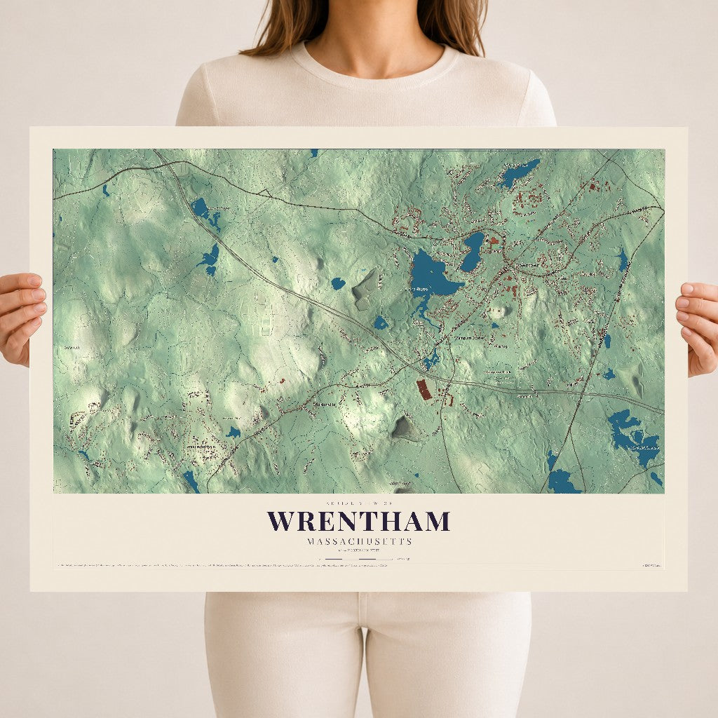 Wrentham, Massachusetts map print - 18 x 24 archival matte print