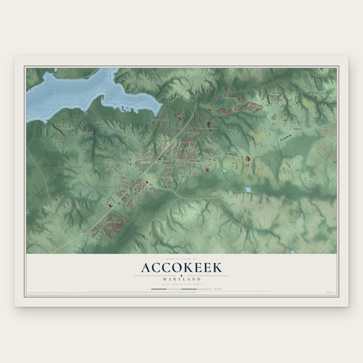 Accokeek, Maryland map print, the full design